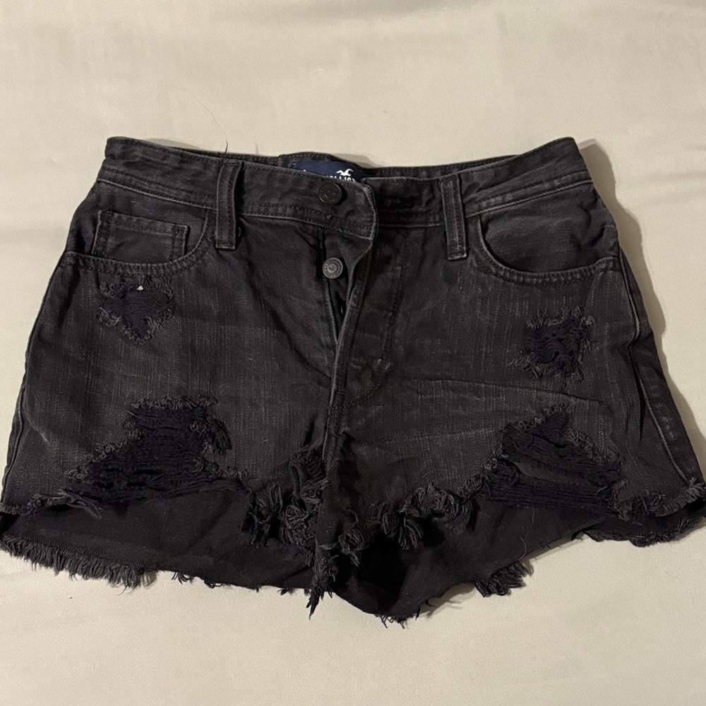 Hollister Black Distressed Jean Shorts
